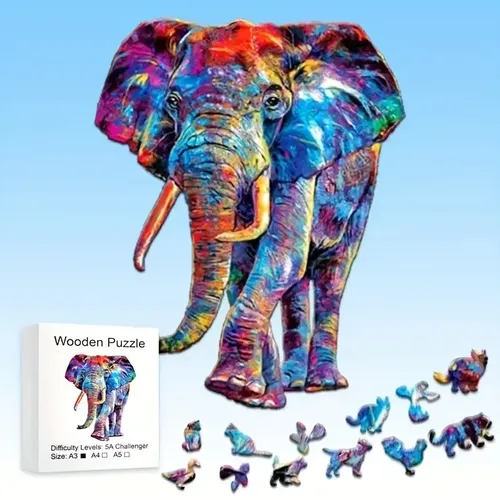 Elefant Holz puzzlespiel tierische Stücke Puzzlespiel zeug mit Paket Weihnachts geschenk