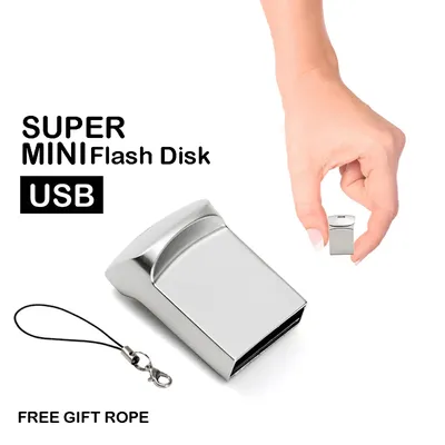 Mini Metall USB 2.0 Flash Drive Tragbare Geschenk Pen Drive Echte Kapazität Memory Stick 64GB/32GB/16GB/8GB/4GB Mit Schlüssel Kette U Disk Image