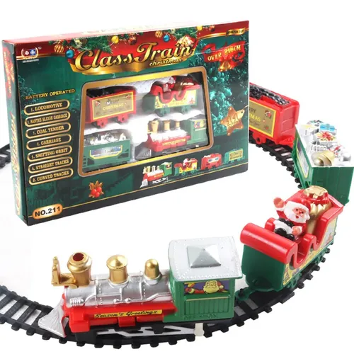 Santa Claus elektrische Zug Set Spielzeug Schiene Auto Mini Eisenbahn Zug Gleis Rahmen Weihnachts