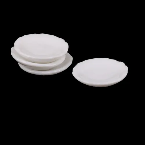 Magideal 4 Stück/Los Puppenhaus im Maßstab 1:12 Miniatur weiß rundes Geschirr Teller Geschirr Küchen