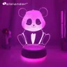 Kreative 3d panda führte neuheit licht 7 farben batterie betriebene usb betriebene nacht lampe innen
