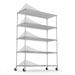 5 Tier 6000lbs Heavy Duty Adjustable Storage Rack Metal Shelf Wire Shelving Unit with Wheels & Shelf Liners 82"H x 48"L x 24"D