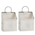 2 Pcs Wall-Hanging Storage Bags Desktop Organizer Basket Cotton Linen Hanging Storage Basket for Kitchen Bderoom Living Room