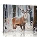 FLORID Winter Forest Animal Deer Snow Landscape Canvas Poster Decorative Painting Holiday Gift HD Picture Modern Aesthetics Mural Canvas Wall Art 16x20 / 12x16