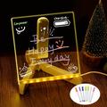 LED Note Board with Colors PEATOP New Glowing Acrylic Message Marker Board with Light Light up Dry Erase Board with Stand as a Glow Memo Letter Board Note Glass White Board (5.85 in*5.85 in)