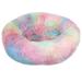 Plush Pet Bed Donut Dog Bed for Small Dogs Round Dog Bed Soft Fuzzy Calming Bed for Dogs & Cats Comfy Cat Bed Outer Diameter 40cm - colorful