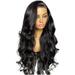 Skpblutn Human Hair Wig Front Lace Large Wave Wig Women s Center Split Long Curly Hair Synthetic Fiber Headgear Suitable For Women s Wigs Black Wig Headband Wigs Black