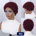 Short Curly Pixie Cut Wig Human Hair Wigs Glueless Machine Made Wig Cheap Short Wigs Human Hair 180% Density 99J Burgundy Colored