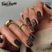 Fofosbeauty 24pcs Press on False Nails Tips Square Fake Acrylic Nails Leopard Matte Black