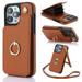 Wallet Case Compatible for iPhone 14 Pro PU Leather Accordion Wallet & Card Holder Phone Case with Adjustable Ring Holder and Lanyard Anti-Drop Crossbody Protective Cover Brown