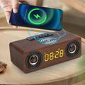 RBCKVXZ Bluetooth Speakers Wireless Charging Wooden Retro Alarm Clock Bluetooth Speaker Wireless 10W Cell phone/computer connectable Bluetooth Speakers Wireless for Bedroom/Home/Room