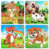 Clearance Toy 2023 Gifts Wooden Jigsaw-Puzzles Set for Kids Age 3-5 Year Old 20 Piece Animals Colorful Wooden Puzzles for Toddler Children Learning Educational Puzzles Toys (4 Puzzles) for Kids