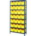 Quantum Storage Systems 1875-SB808 Steel Shelving with 28 8 in. Plastic Shelf Bins Yellow - 36 x 18 x 75 in.