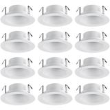 TORCHSTAR 12Pack 4 Inch Classic White Recessed Light Trim Metal Can Light Trim Step Baffle with Ring Fit Halo/Juno Remodel Recessed Housing 4 Inch Light Trim for PAR16 PAR20 R20 White