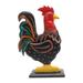 Brave Rooster,'Hand Painted Albesia Wood Rooster Statuette'