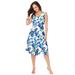 Plus Size Women's Floral Print Dress by Jessica London in Dark Sapphire Watercolor Floral (Size 28 W)