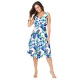 Plus Size Women's Floral Print Dress by Jessica London in Dark Sapphire Watercolor Floral (Size 30 W)