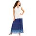 Plus Size Women's Ultrasmooth® Fabric Maxi Skirt by Roaman's in Blue Border Print (Size 34/36) Stretch Jersey Long Length