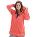 Plus Size Women's Classic-Length Thermal Hoodie by Roaman's in Sunset Coral (Size L) Zip Up Sweater