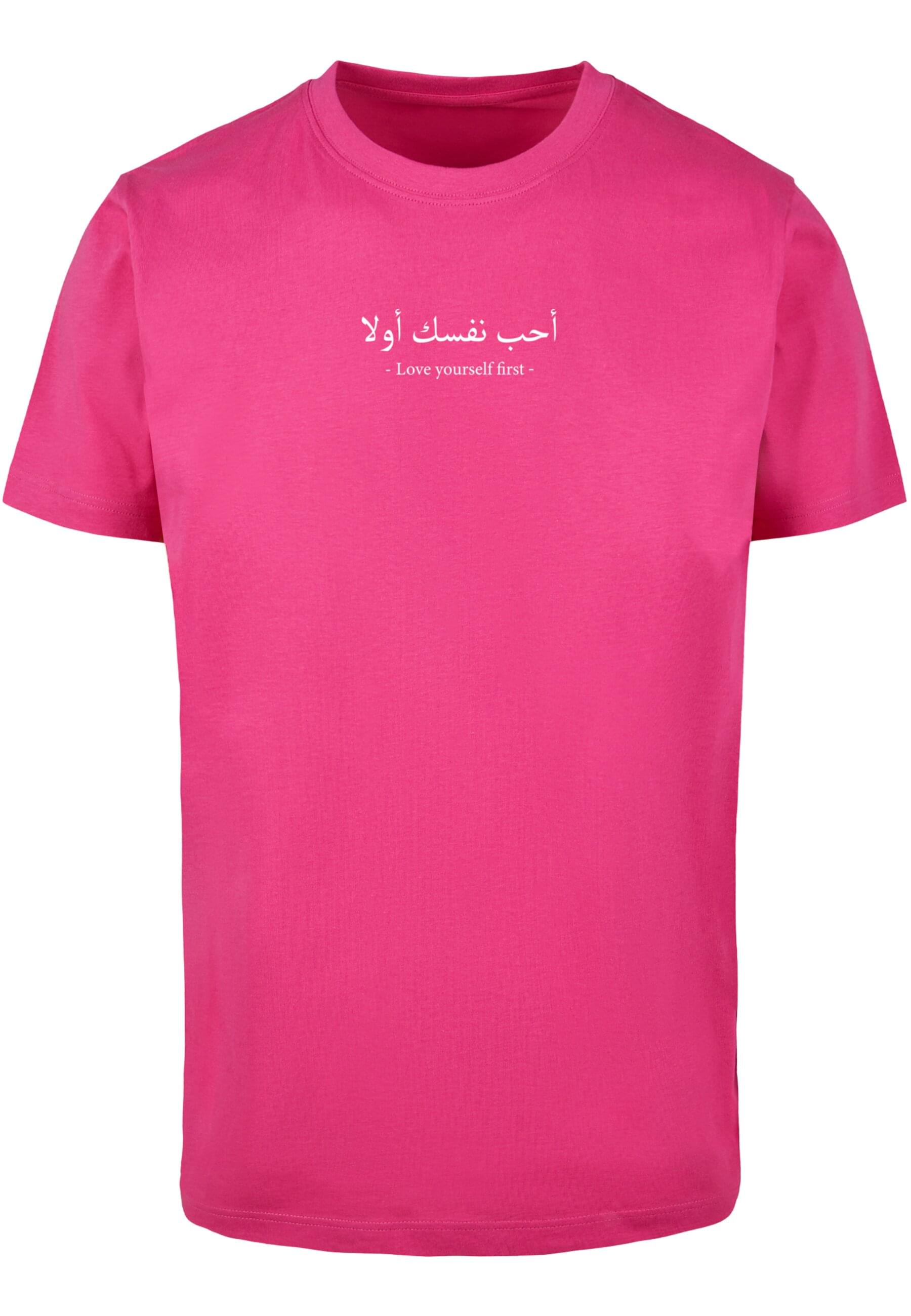 „T-Shirt MERCHCODE „“Herren Love Yourself First Round Neck““ Gr. 4XL, pink (hibiskuspink) Herren Shirts T-Shirts“