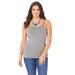 Plus Size Women's Bra Cami with Adjustable Straps by Roaman's in Medium Heather Grey (Size S) Stretch Tank Top Built in Bra Camisole