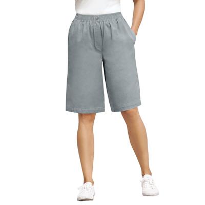 Plus Size Women's 7-Day Elastic-Waist Cotton Denim Short by Woman Within in Gunmetal (Size 42 W)