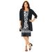 Plus Size Women's Soft Knit Jacket Dress by Catherines in Black Floral Petals (Size 3XWP)