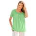 Plus Size Women's Crochet-Trim Knit Top by Woman Within in Pistachio (Size 22/24) Shirt