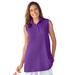 Plus Size Women's Sleeveless Polo Tunic by Woman Within in Purple Orchid (Size 6X)