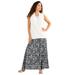 Plus Size Women's Ultrasmooth® Fabric Maxi Skirt by Roaman's in Black Floral Border (Size 14/16) Stretch Jersey Long Length