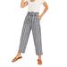 Madewell Pants & Jumpsuits | Madewell Paperbag Pants In Deep Indigo Stripe Linen Cotton Blend Pants Size 12 | Color: Blue/White | Size: 12