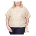 Michael Kors Tops | Michael Kors Womens Beige Elbow Sleeve Scoop Neck Top Plus 3x | Color: Tan | Size: 3x