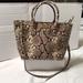 Michael Kors Bags | Michael Kors Snake Embossed Leather Gold Studded Tote With Detachable Strap | Color: Brown/Cream | Size: Os