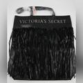 Victoria's Secret Bags | Nwt Victoria's Secret Black Faux Leather Fringed Tote (2018 Limited Edition Bag) | Color: Black | Size: Os
