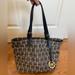 Michael Kors Bags | Michael Kors Jet Set Mk Logo Jacquard Tote With Black Leather Straps | Color: Black/Tan | Size: Os