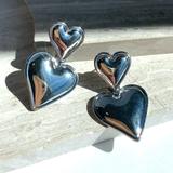 Anthropologie Jewelry | New~ Anthropologie Amber Sceats "Cupid" Silver Double Heart Earrings | Color: Silver | Size: Os