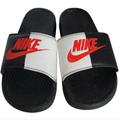 Nike Shoes | Nike Benassi Jdi Slides Sandals Shoes Black Game Red White Men's 12 | Color: Black/White | Size: 12