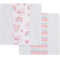 Disney Other | Disney Minnie Mouse White, Pink, And Aqua 2 Pk 100% Cotton Muslin Burp Cloths | Color: Pink/White | Size: Os