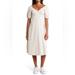 Madewell Dresses | Madewell Puff-Sleeve Button-Wrap Midi Dress In Undyed Stripe | Color: Cream/White | Size: 8