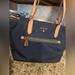Michael Kors Bags | Michael Kors Kelsey Medium Nylon Tote Shoulder Bag Navy “ Handles Trim Ripped” | Color: Gold/Red | Size: Os