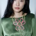Zara Jewelry | New Zara Rhinestone Flower Statement Necklace ~ Daisy Necklace Bloggers Favorite | Color: Green/Pink | Size: Os