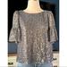 Anthropologie Tops | Anthropologie Maeve Sequined Blouse S | Color: Gray/Silver | Size: S