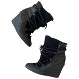 Michael Kors Shoes | Michael Kors Shearling Suede And Leather Wedge Heel Women Booties Us 8.5 | Color: Black | Size: 8.5