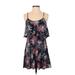 Express Casual Dress - Mini Scoop Neck Sleeveless: Black Tropical Dresses - Women's Size X-Small