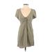 American Eagle Outfitters Casual Dress - Mini Plunge Short sleeves: Gray Dresses - Women's Size Small
