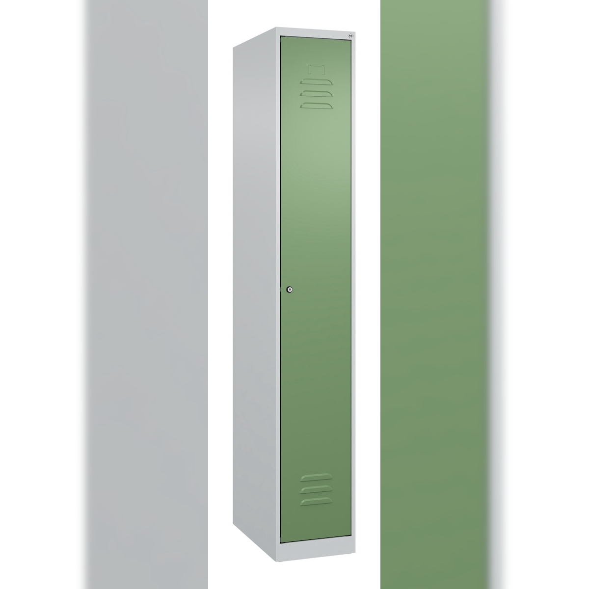 C+P Spind Classic PLUS, 1 Abteil, HxBxT 185x30x50cm, Zylinderschloss, Hellgrau/Resedagrün von PROREGAL Image