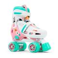 SFR Storm V Adjustable Children’s Quad Skates | Push Button Easy Size Adjustment W. Double Click Lock Plastic Buckle Fastening | Comfortable Liner With Printed Graphics For Toddler Kids Beginner