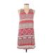 Pink Owl Casual Dress - Shift V Neck Sleeveless: Red Dresses - Women's Size Medium