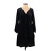 Gap Casual Dress - Mini V Neck 3/4 sleeves: Black Solid Dresses - Women's Size Small