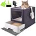 ARC Extra Large Cat Litter Box w/ Mat, Plastic Standard Enclosed Litter Box, One-Way/Free In& Out Plastic in Gray | Wayfair 679833312576